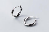 925 Sterling Silver Braid Roped Hoop Earrings GTLE2588