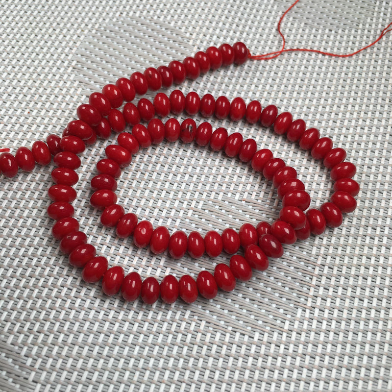 Natural Coral Bead Abacus Shape Hole Beads for Jewelry Making