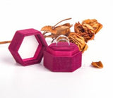 Hexagon Velvet Jewelry Ring Box - Double Storage Box