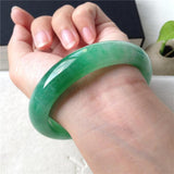 Zheru Jewelry Natural Burmese Jade Two-Tone Bracelet 54-64mm
