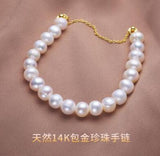 14K Pink Pearl Bracelet 8-9mm Real Natural Freshwater South Sea Near Circle