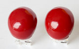 925 Silver Red Coral Beads Stud Earrings Lady's Jewelry