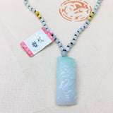 Emerald Jade Hand-Carved Bamboo Pendant Necklace for Men and Women