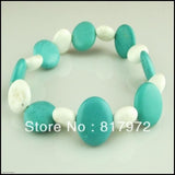 5pcs Green Howlite Bead Bangle Bracelet Elasticity Adjustable Party