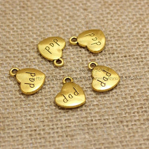 (30 pieces/lot) 14*17mm Engraved Dad Heart Charm Jewelry Findings