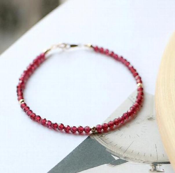 3mm Garnet Bead Bracelet for Women - Blood Cleansing & Health