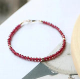 3mm Garnet Bead Bracelet for Women - Blood Cleansing & Health
