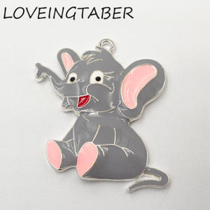 Sweet Elephant Pendant Full Enamel 10pcs for Kids Necklace Making
