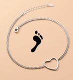 925 Silver Heart Chain Anklet For Wife