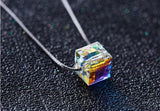 Tiny Cube Dainty Necklace Silver Austrian Element Crystal Choker Necklace