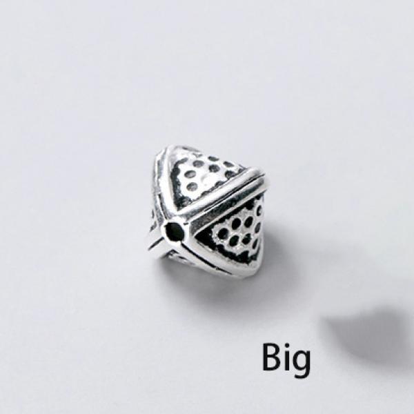 Vintage S925 Silver Distressed Rhombus Spacer Beads DIY Supplies