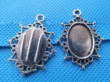 50pcs Antique Silver/Bronze Oval Flower Border Base Setting Tray Bezel Pendant