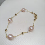 Pink Purple Akoya Pearl Station Bracelet for Women