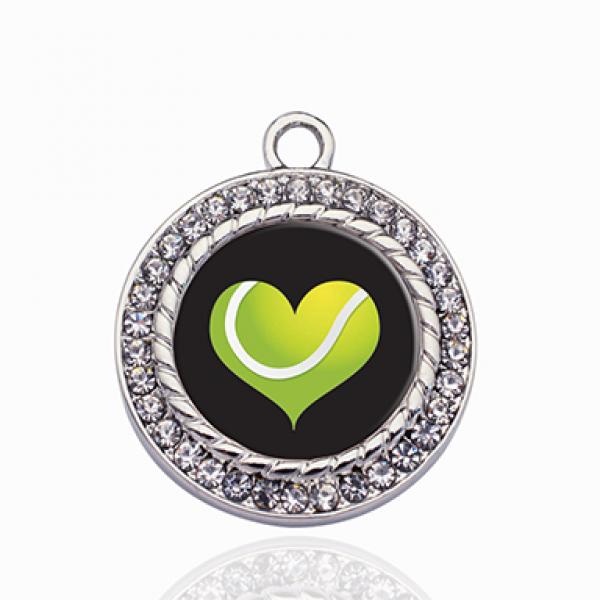 Tennis Player Circle Charm Heart Pendants DIY Jewelry Making