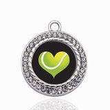 Tennis Player Circle Charm Heart Pendants DIY Jewelry Making