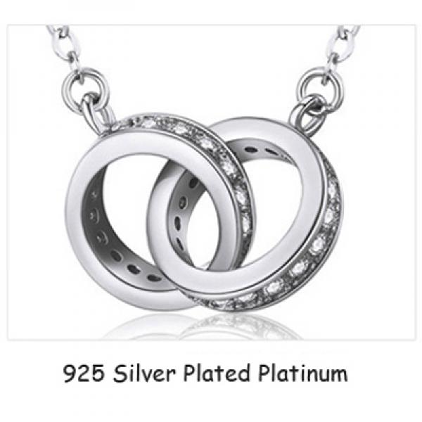 925 Silver Double Round Pendant Necklace Rose Rhinestone Circle Necklace