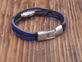Leather Hemp Braided Surfer Wristband Bracelet Cuff Metal Clasp Mens