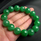 Natural Burmese Emerald Green Round Bead Bracelet for Men and Women