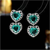Heart Earrings s925 Silver Needle Big Love Zircon Inlaid