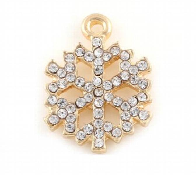 20PCS 15x19mm Rhinestones Snowflake Pendant Charms DIY Accessory
