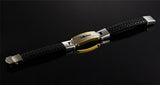 Vintage Leather Wrap Bracelet for Men Knitted Bangle Steel Cross Jewelry