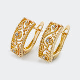 Vintage Natural Zircon Dangle Earrings 18K Rose Gold Filled Square Women Jewelry