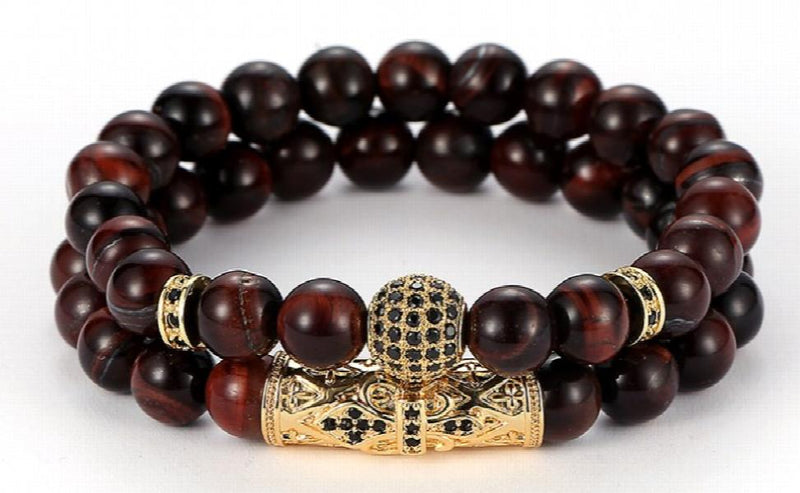 Adjustable Red Tigereye Bead Copper Bangles Bracelet
