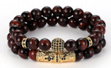 Adjustable Red Tigereye Bead Copper Bangles Bracelet