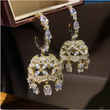 Vintage Water Drop Tassel Lantern Earrings with Diamonds