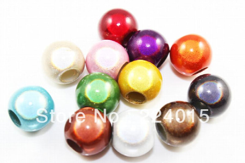 200pcs Big Hole Acrylic Round Spacer Miracle Beads 11*12mm