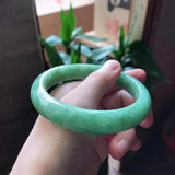Zheru Jewelry Natural Burmese Jade 54-62mm Green Bangle Princess Jewelry