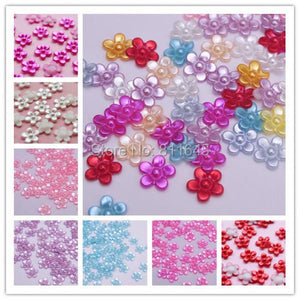 1000pcs/set 12mm Flatback Pearl Flower Embellishment Wedding Craft