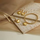 HECHENG Heart Earrings Necklace Bracelet Set