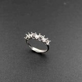 4MM Rose Silver Round CZ Stones Prong Setting 925 Sterling Silver Ring Setting