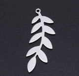 5pcs Stainless Steel Willow Leaf Pendant Bracelet Charms