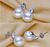Freshwater 10-11mm Pearl Earrings Princess Style Wedding Jewelry