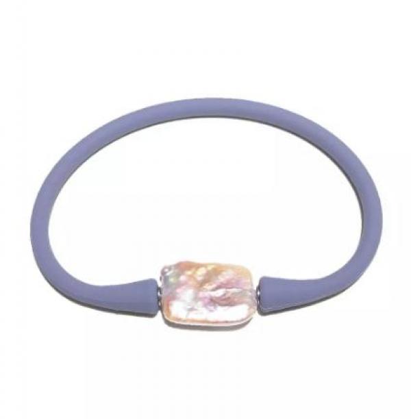 Gray Rubber Lavender Baroque Pearl Silicone Bracelet Casual Water Proof