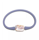 Gray Rubber Lavender Baroque Pearl Silicone Bracelet Casual Water Proof
