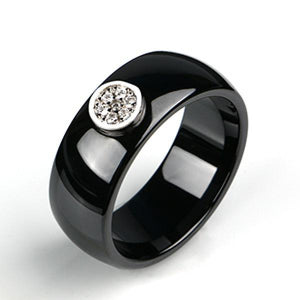 8mm Ceramic Women's Ring CZ Rhinestone Wedding Band