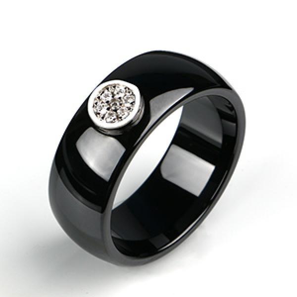 8mm Ceramic Women's Ring CZ Rhinestone Wedding Band