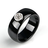 8mm Ceramic Women's Ring CZ Rhinestone Wedding Band