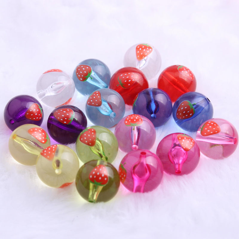20mm Printed Fruit Beads for Jewelry Making Chunky Necklace
