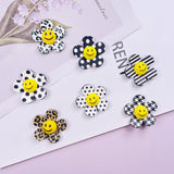 10pcs Acrylic Plaid Leopard Smiling Face Flower Hairpin DIY