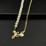 Pearl Name Necklace Cuban Chain Choker Pendant Jewelry