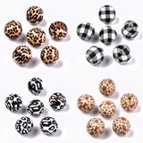 10-20pcs Natural Wooden Beads Leopard Print Plaid for Macrame Bracelets DIY