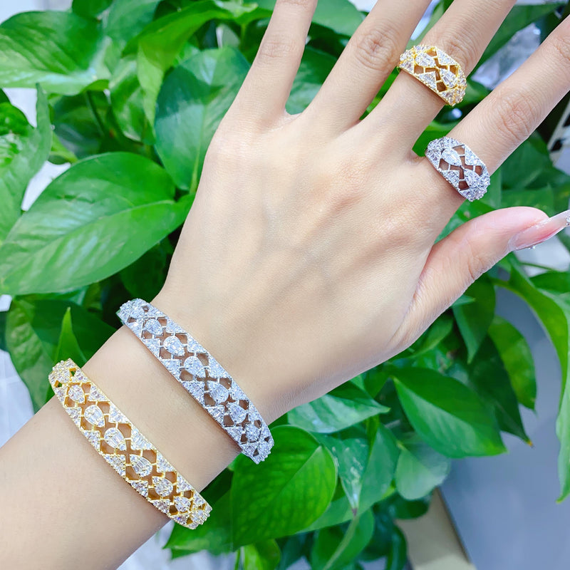 Bohemian Cuff Bracelet with Full CZ Paved