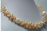 Pink Pearl Button Necklace with 2 Rows