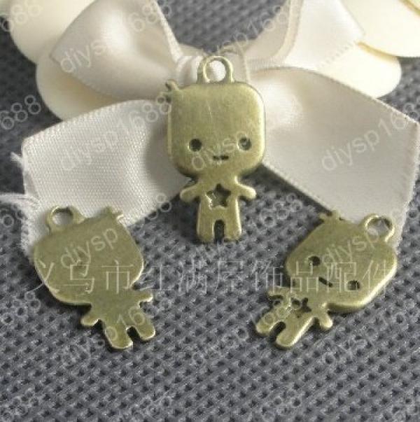100pcs Antique Bronze Plated Human Charms Pendants DIY Jewelry Making