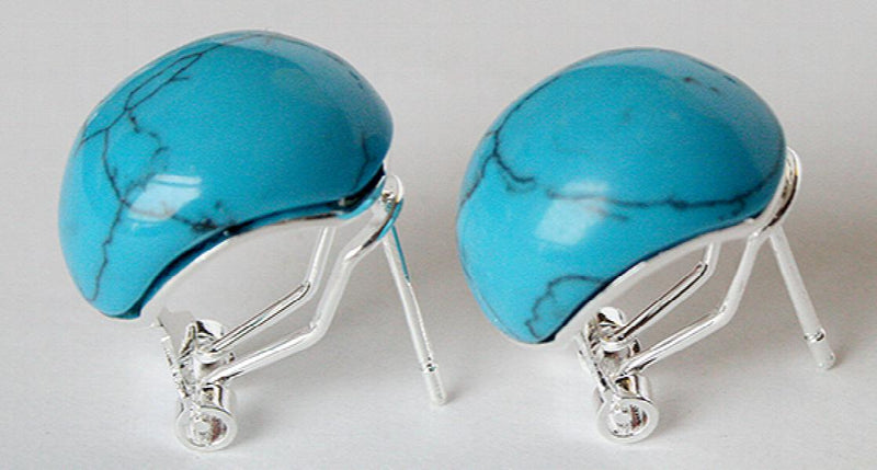 Lady's Natural Sterling Silver 925 Inlay Earrings