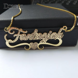 DOREMI Personalized Heart Name Necklace, Custom Chain